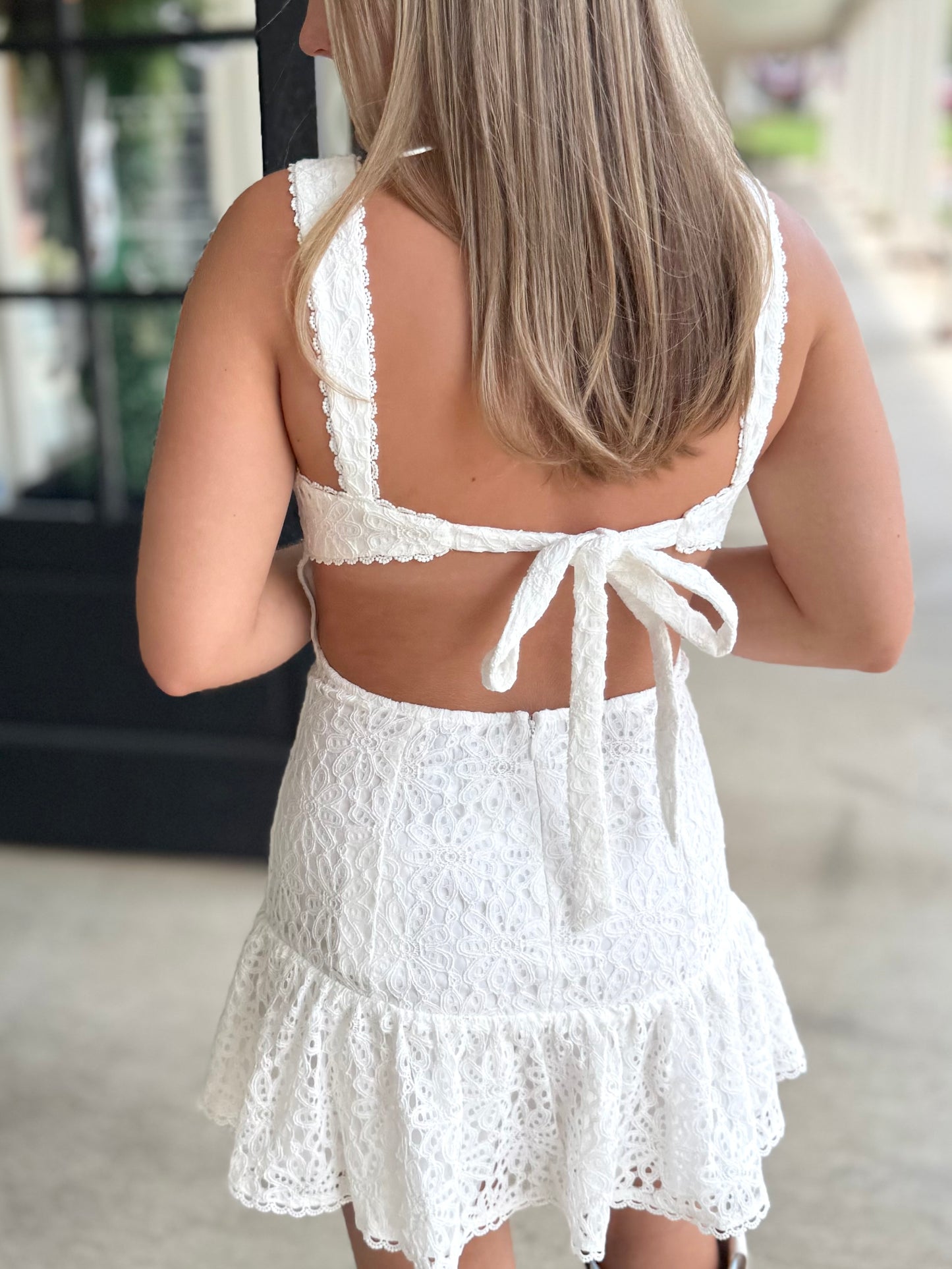 White All Laced Mini Dress