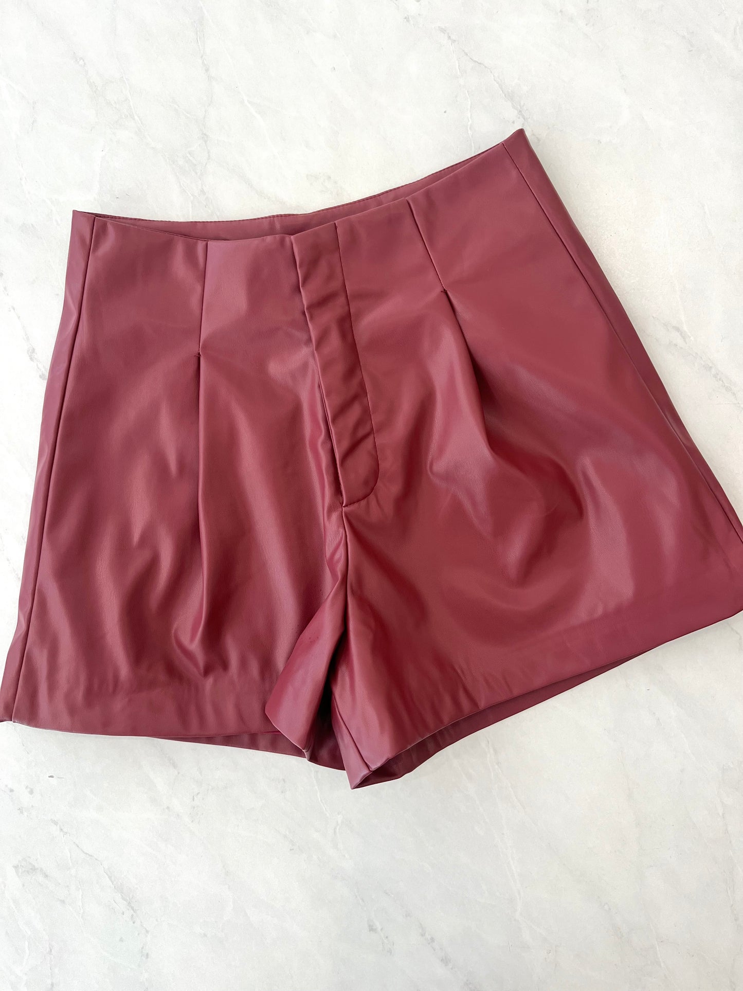 Burgundy Leather Short