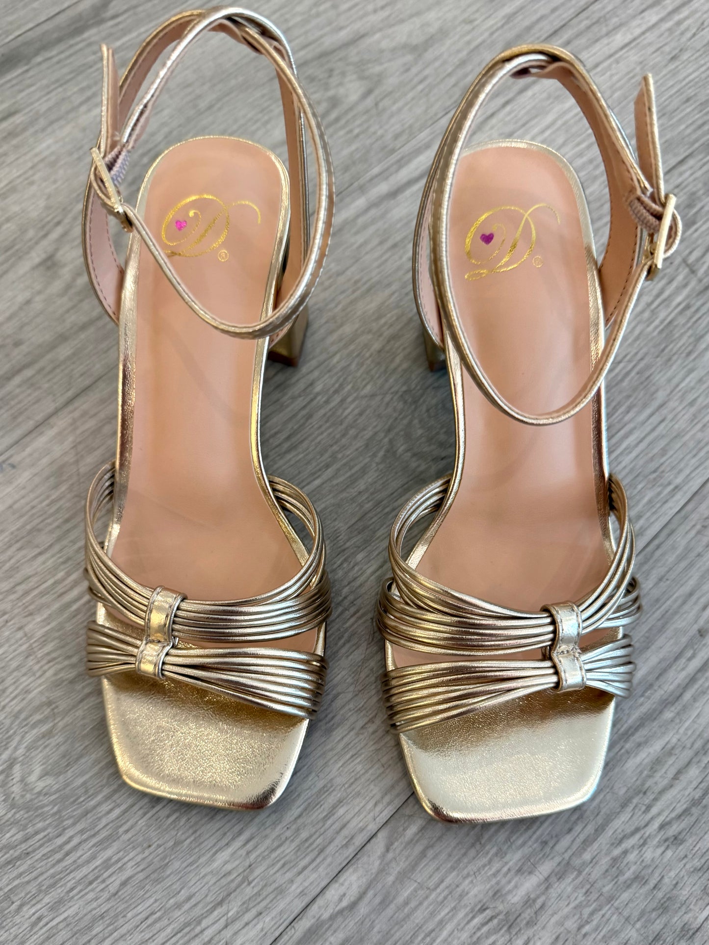 Gold Shine Strap Heel