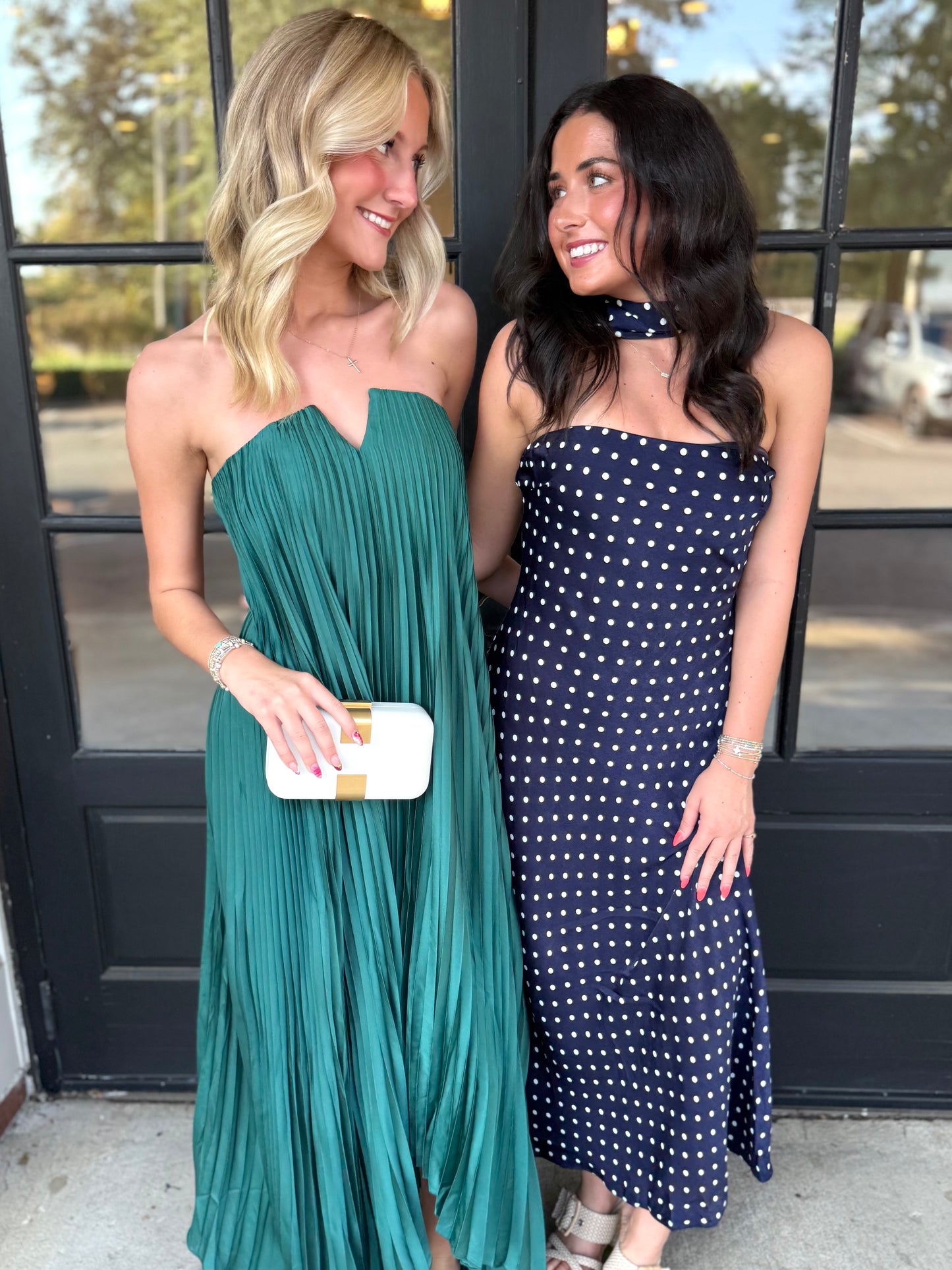 Navy Polka Dot Midi w/ Scarf