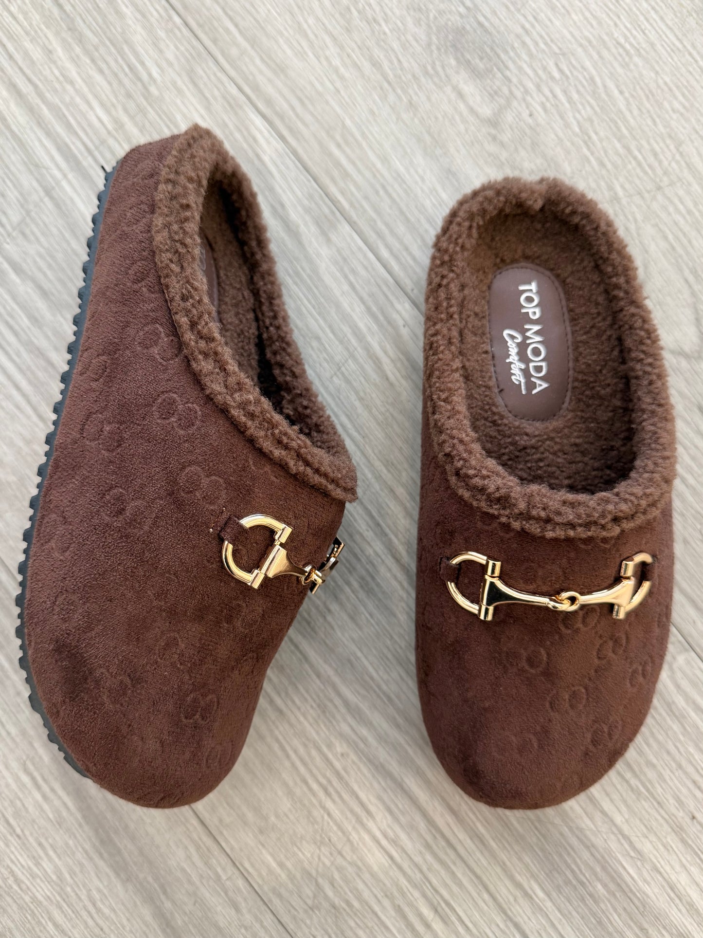 Brown Suede Horsebit Mule