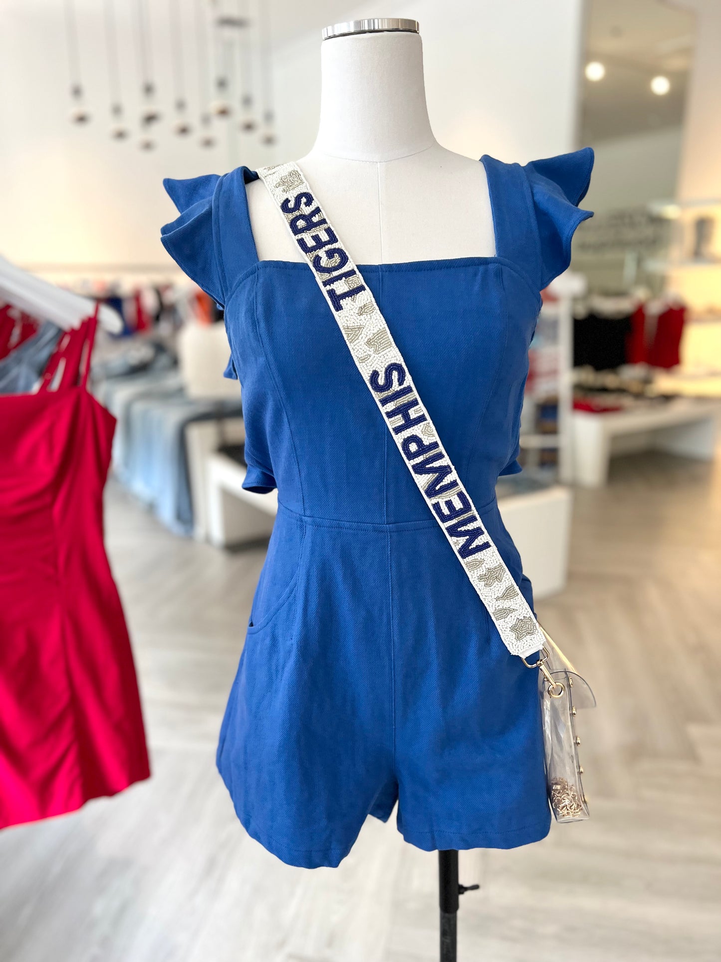 Royal Blue Back Open Romper