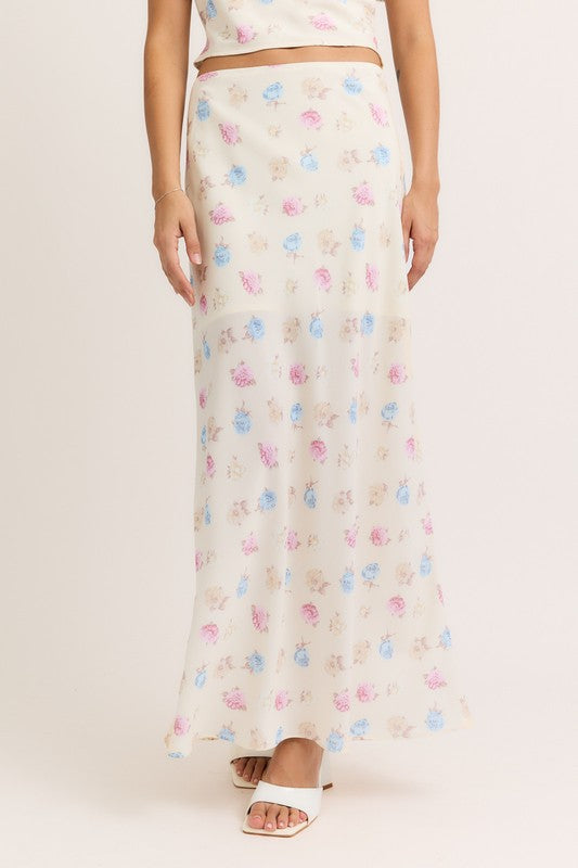 Cream Multi Floral Bias Maxi