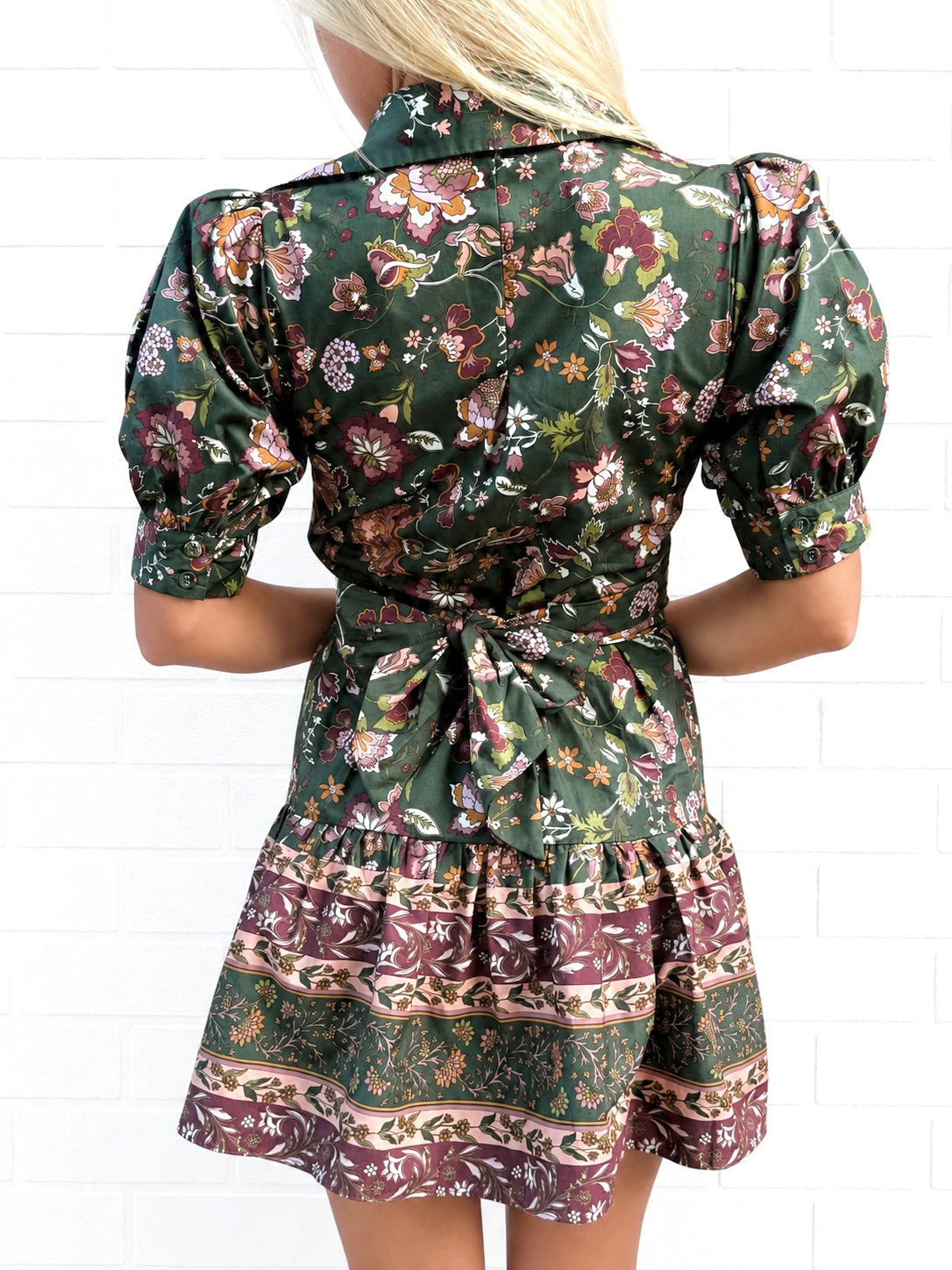 Green Floral Tie Dress
