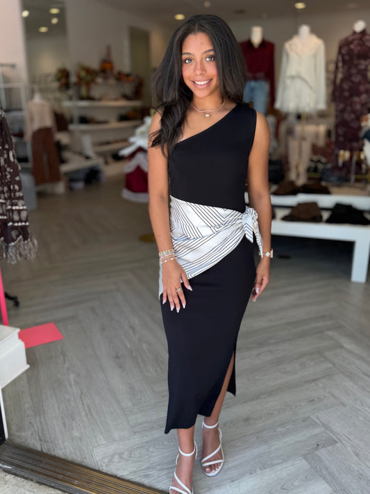 Black Waist Scarf Maxi