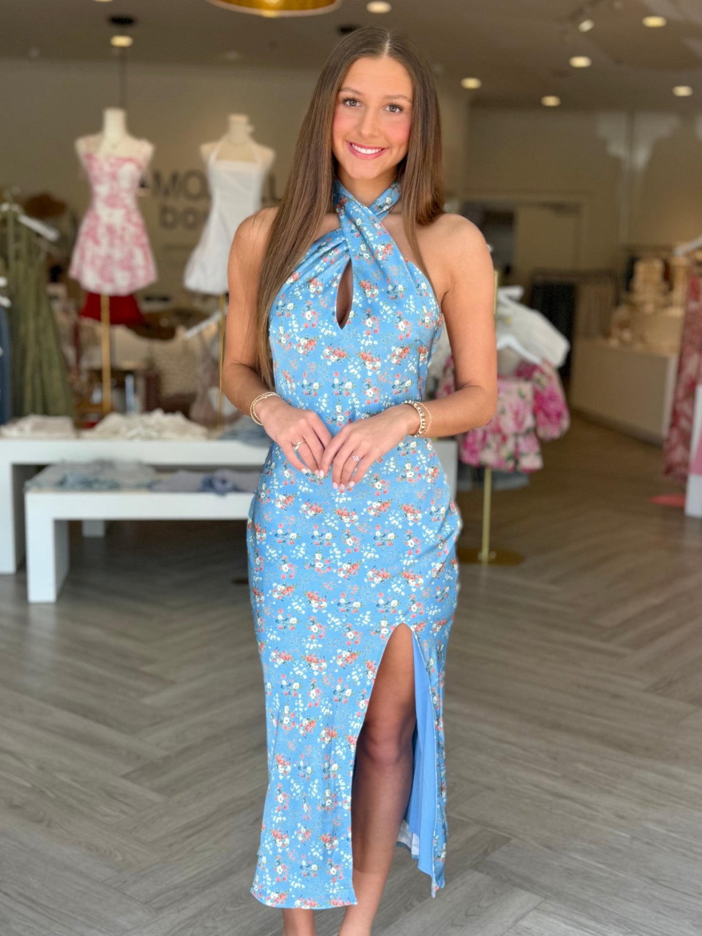 Blue Babys Breath Slit Midi