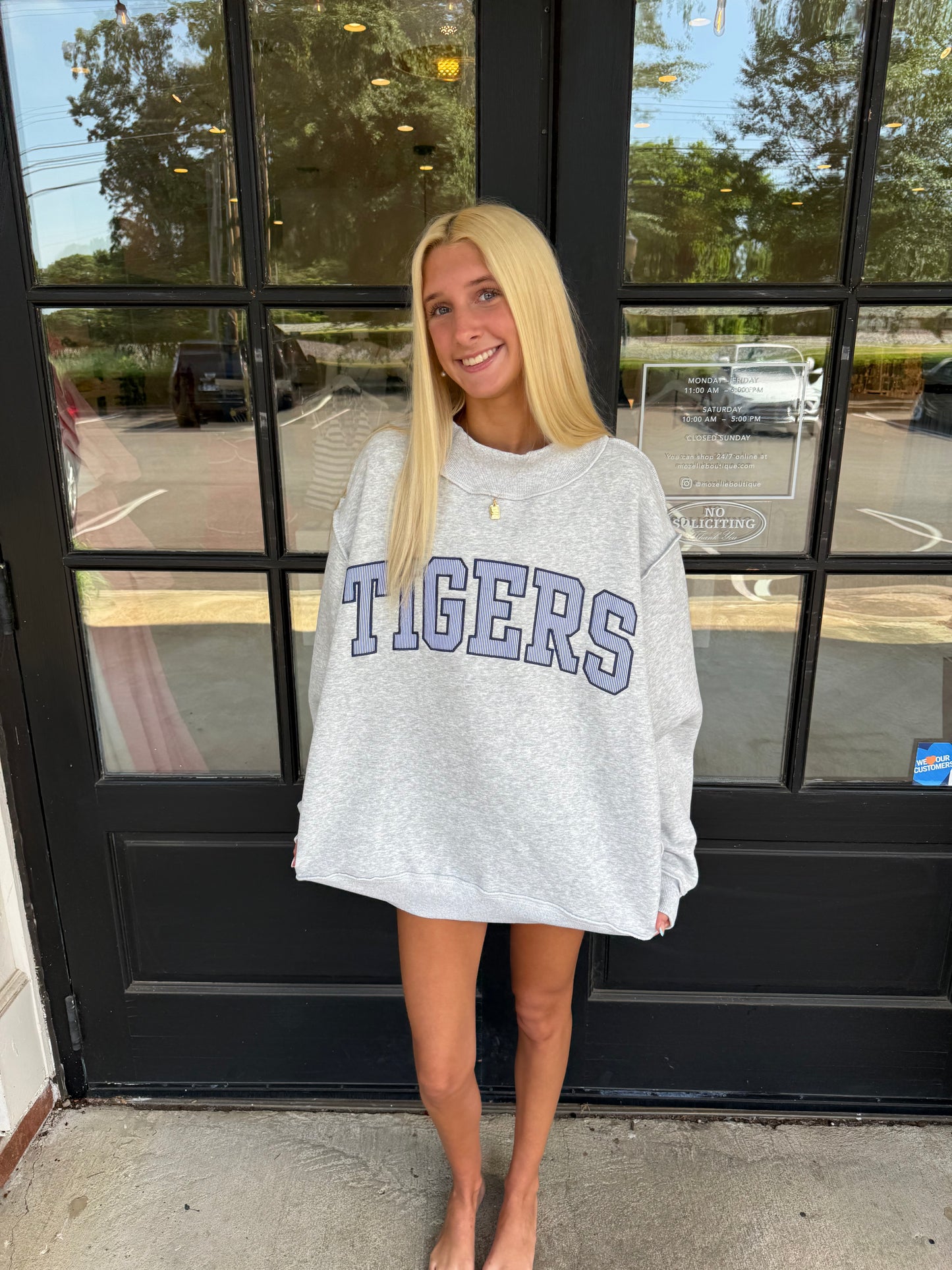 Tigers Embroidered Mock Neck