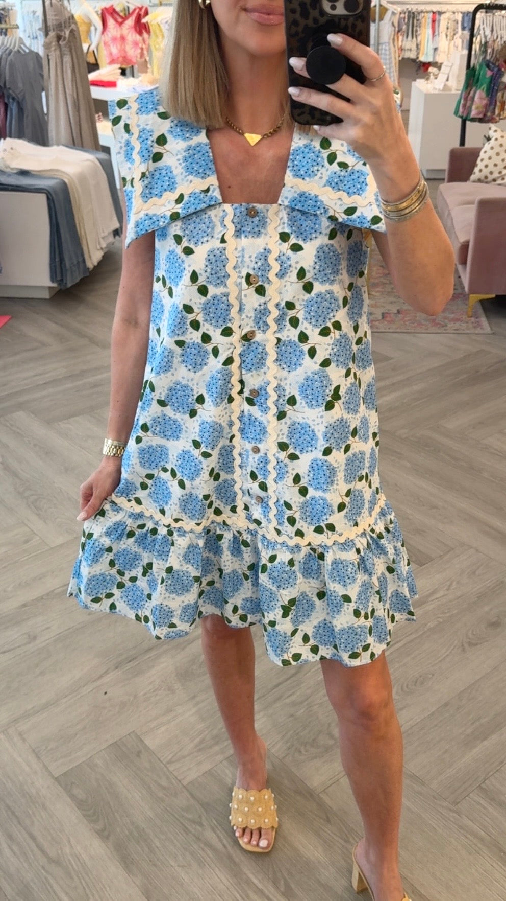 Light Blue Flower Print Dress