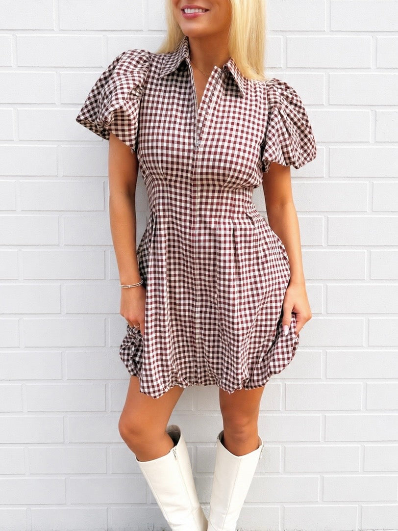 Burgundy Zip Bubble Dress