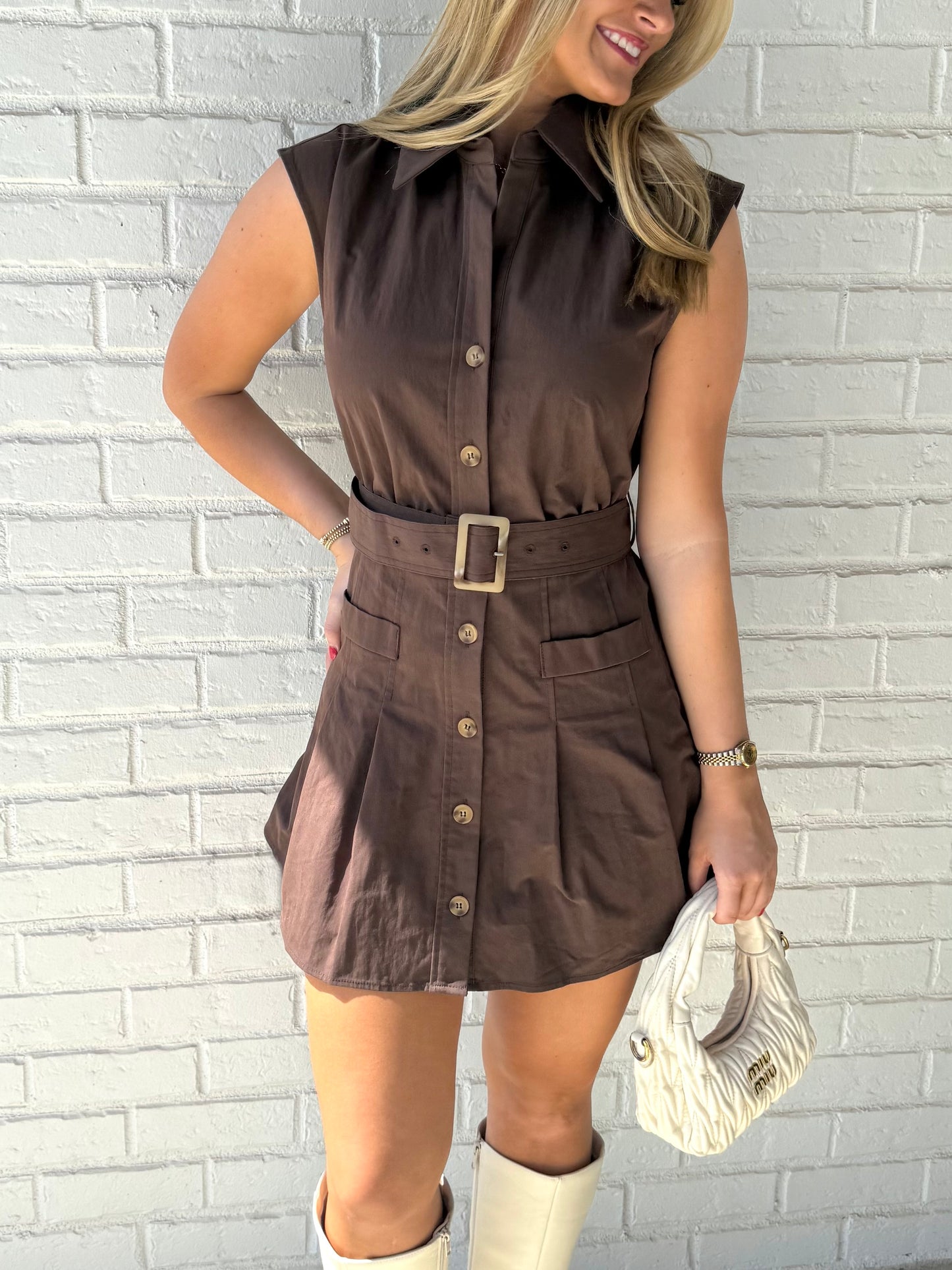 Brown Belted Bubble Mini
