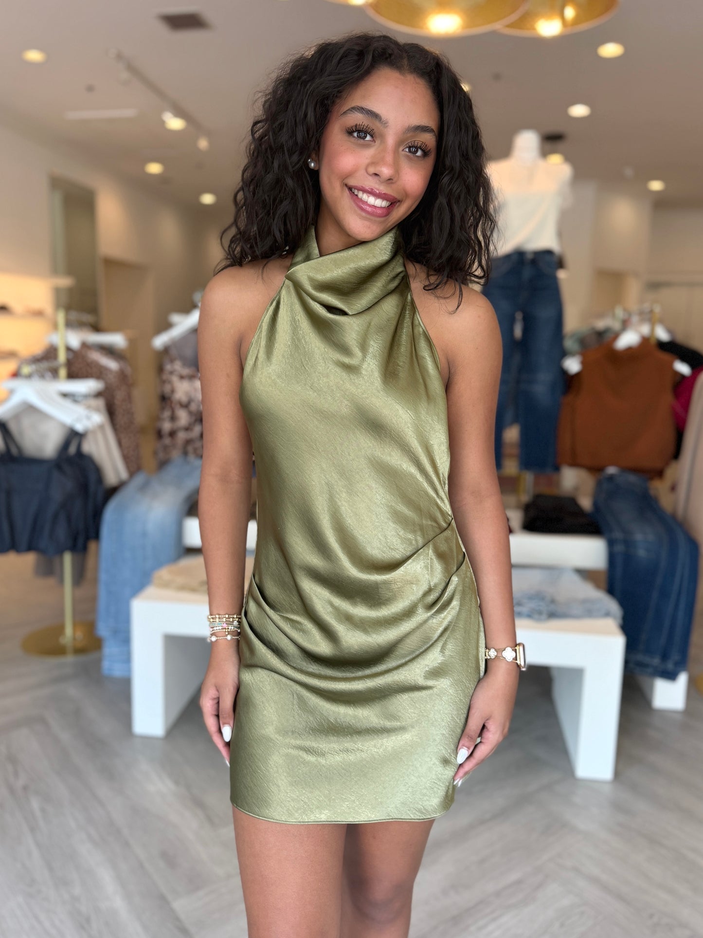 Olive Open Back Halter