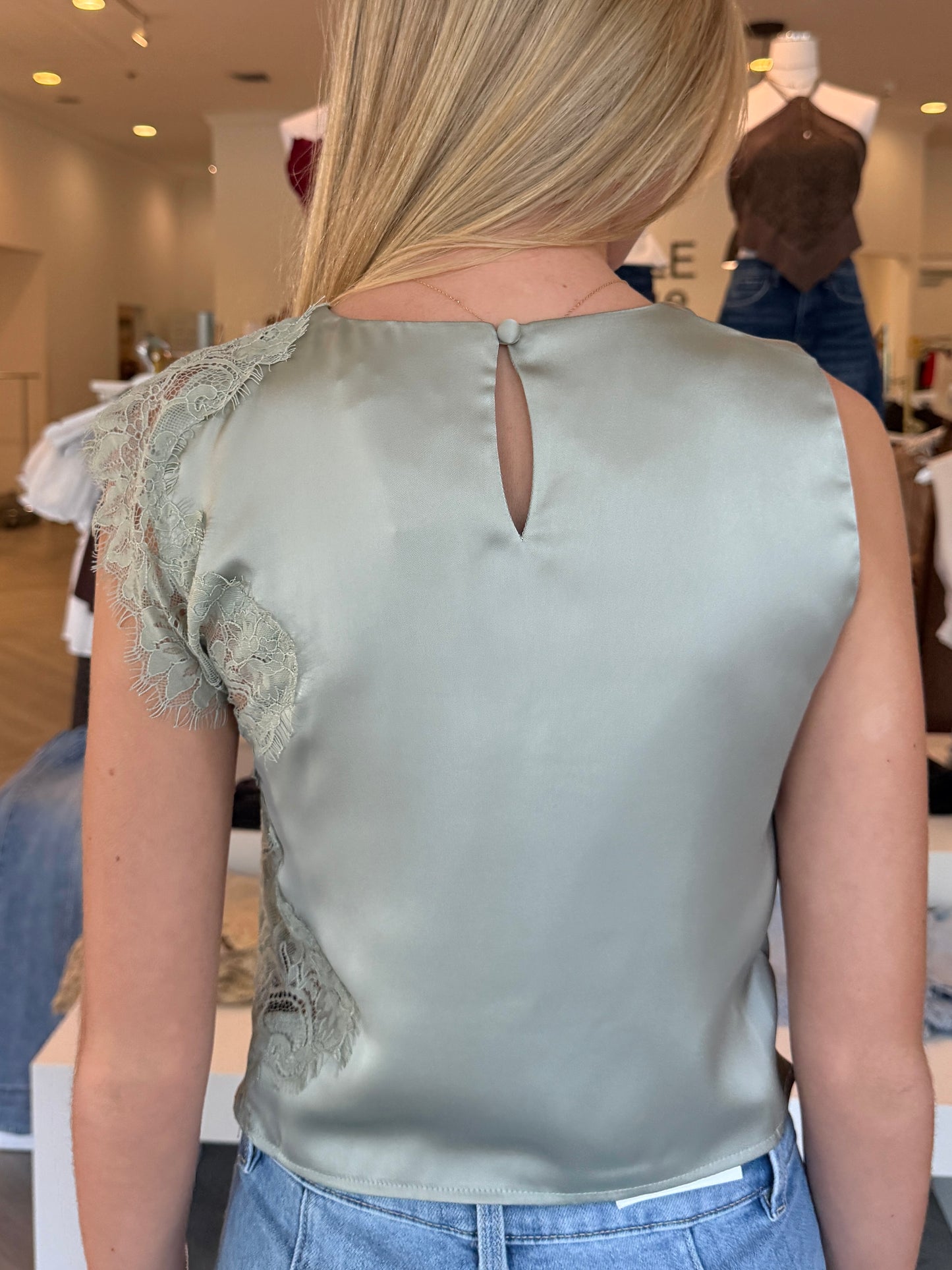 High Neck Lace Trim Top (2 colors)