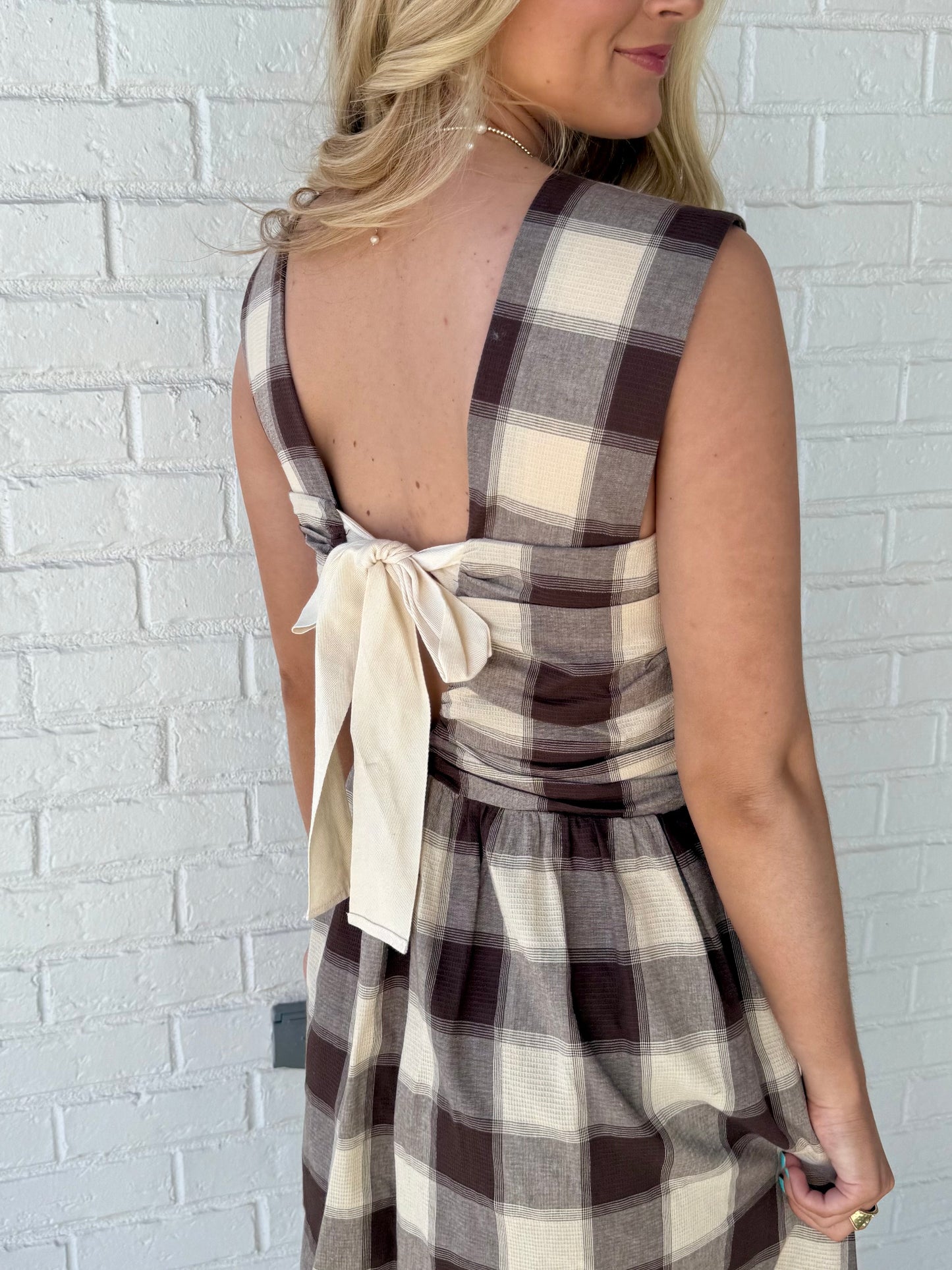Mocha Check Bow Midi