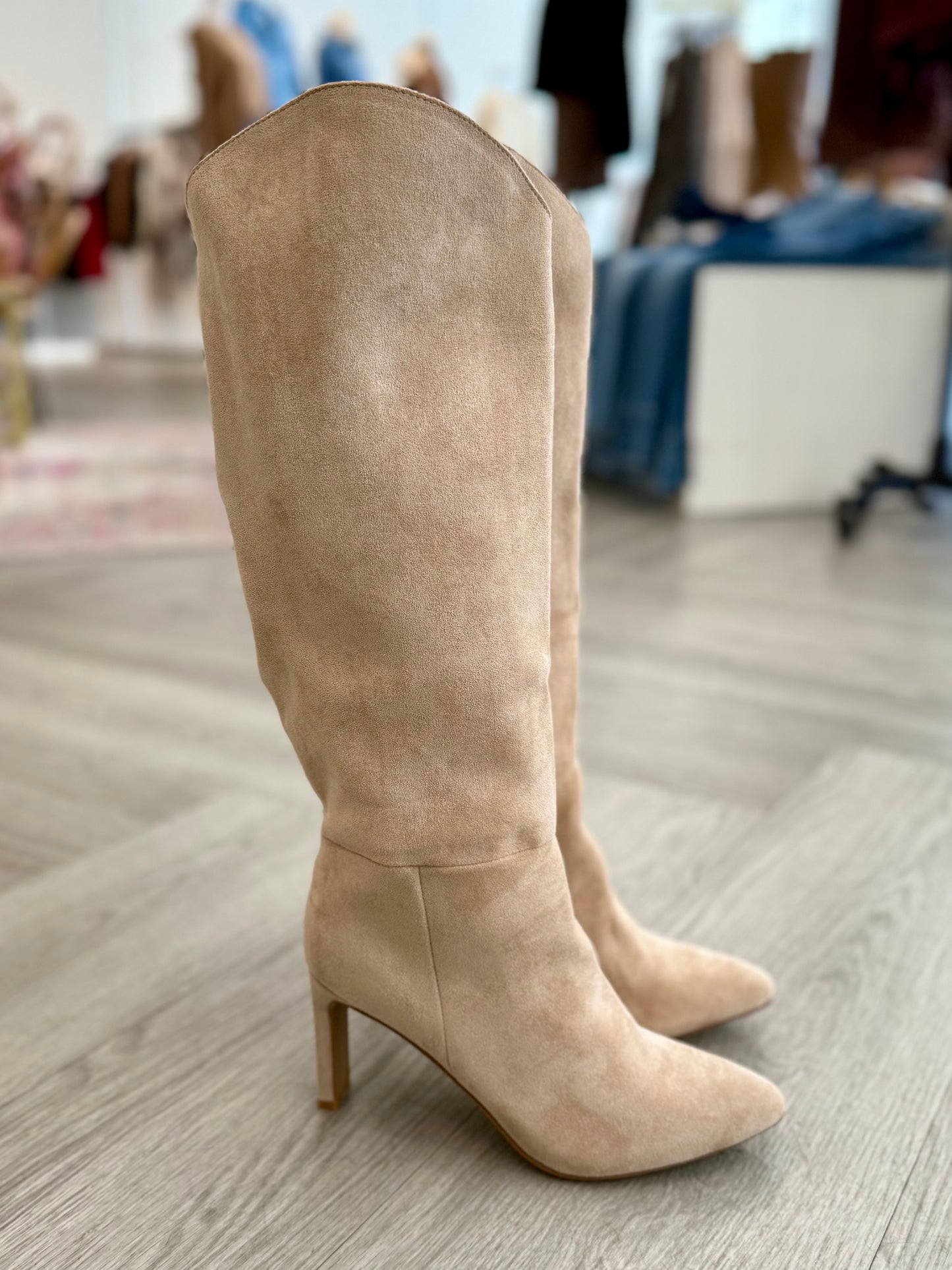 Beige Brielle Suede Stiletto Boot