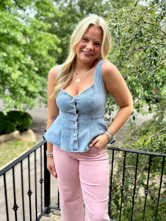 Denim Button Down Top