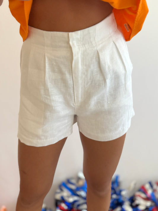 White Linen Shorts