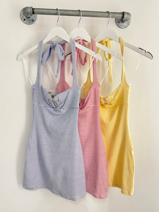 Stripe Halter Keyhole Mini (3 colors)