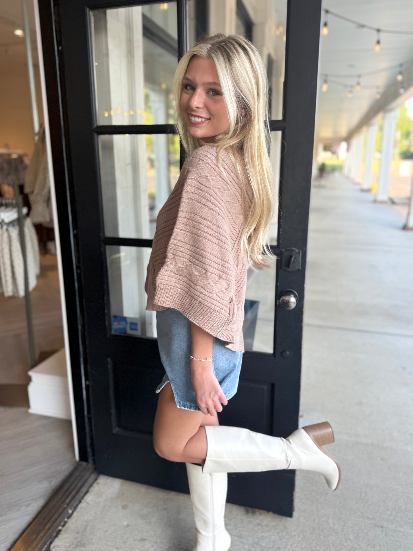 Cable Knit Sweater Poncho (2 colors)