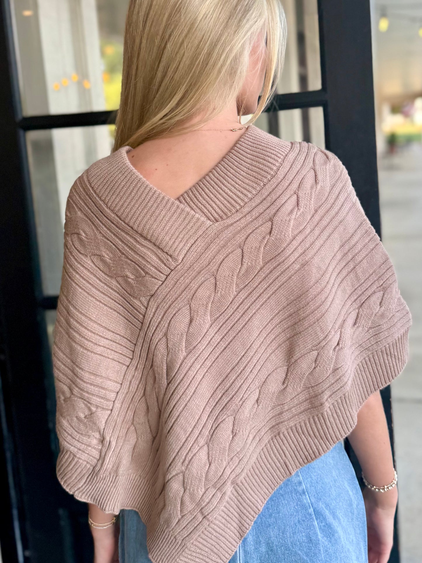 Cable Knit Sweater Poncho (2 colors)