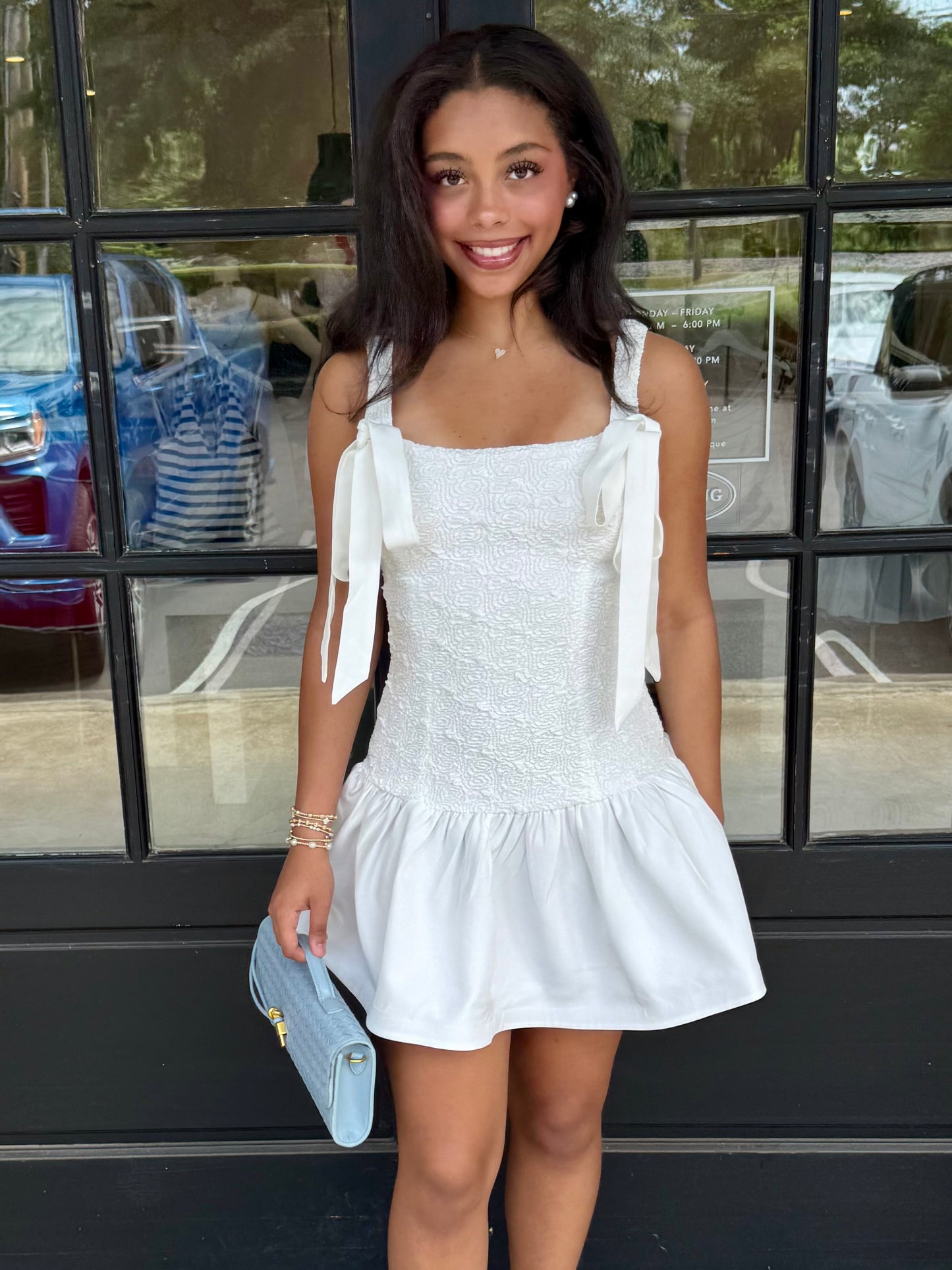 White Smocked Bow Mini