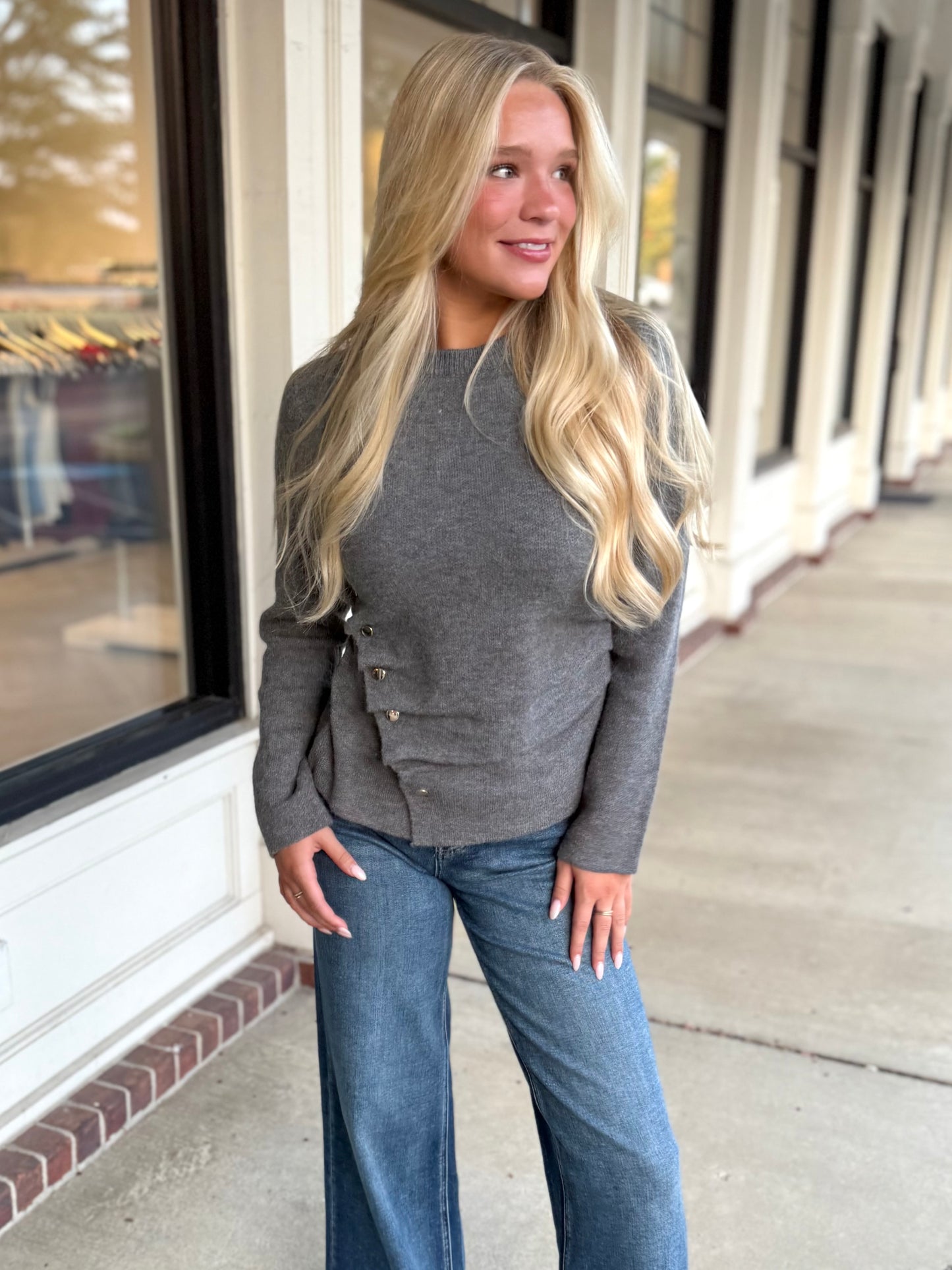 Ruched Snap Button Sweater (2 colors)