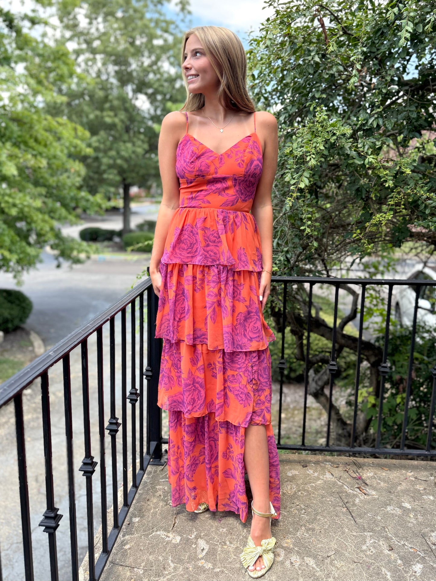 Magenta Rose Tiered Maxi