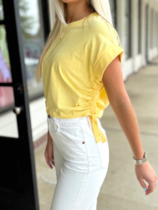 Creamy Yellow Cinched Tie Top