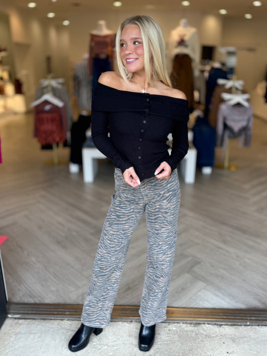 Tiger Print Dad Basic Jean