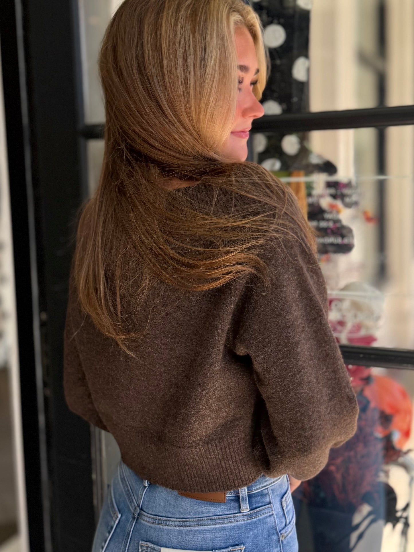 Brown Ribbed O/S Cardigan
