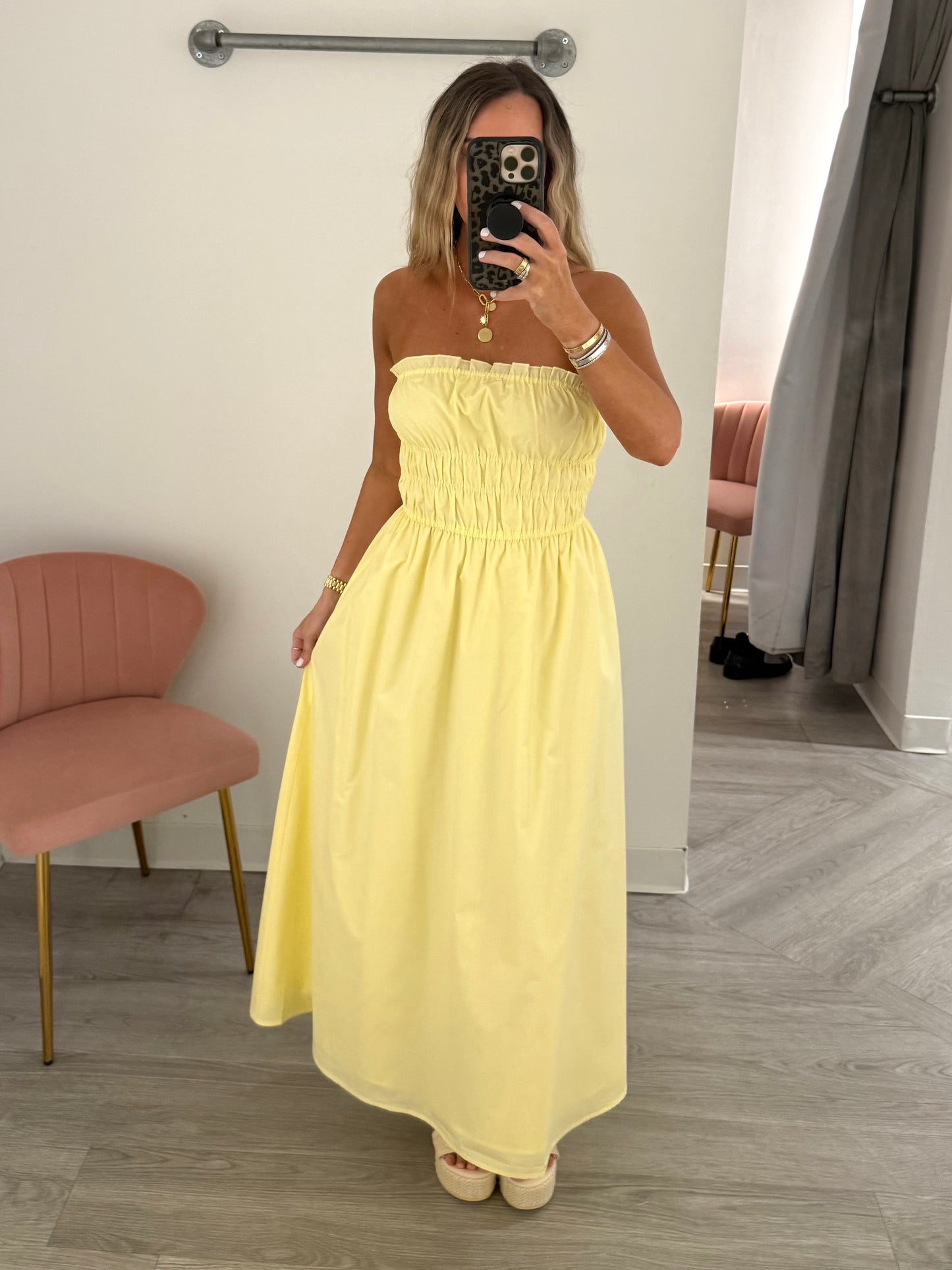 Lemon Poplin Tube Maxi