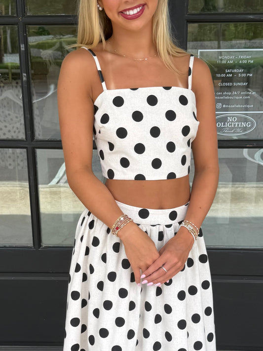 Black Polka Dot Crop Top