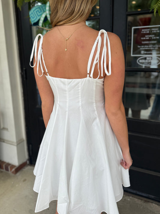 White Tie Shoulder Mini