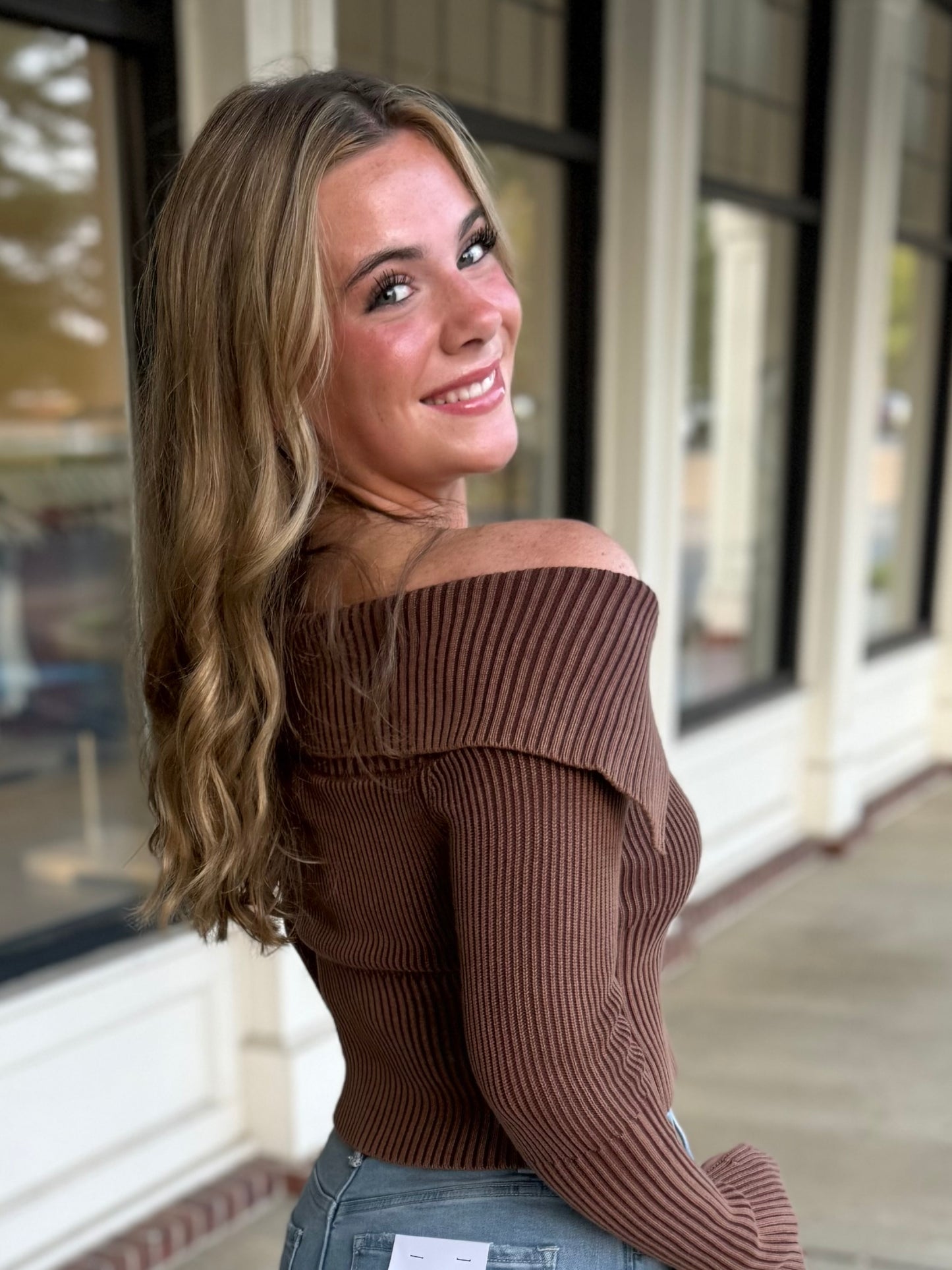 Brown Wash Knit Zipper Top