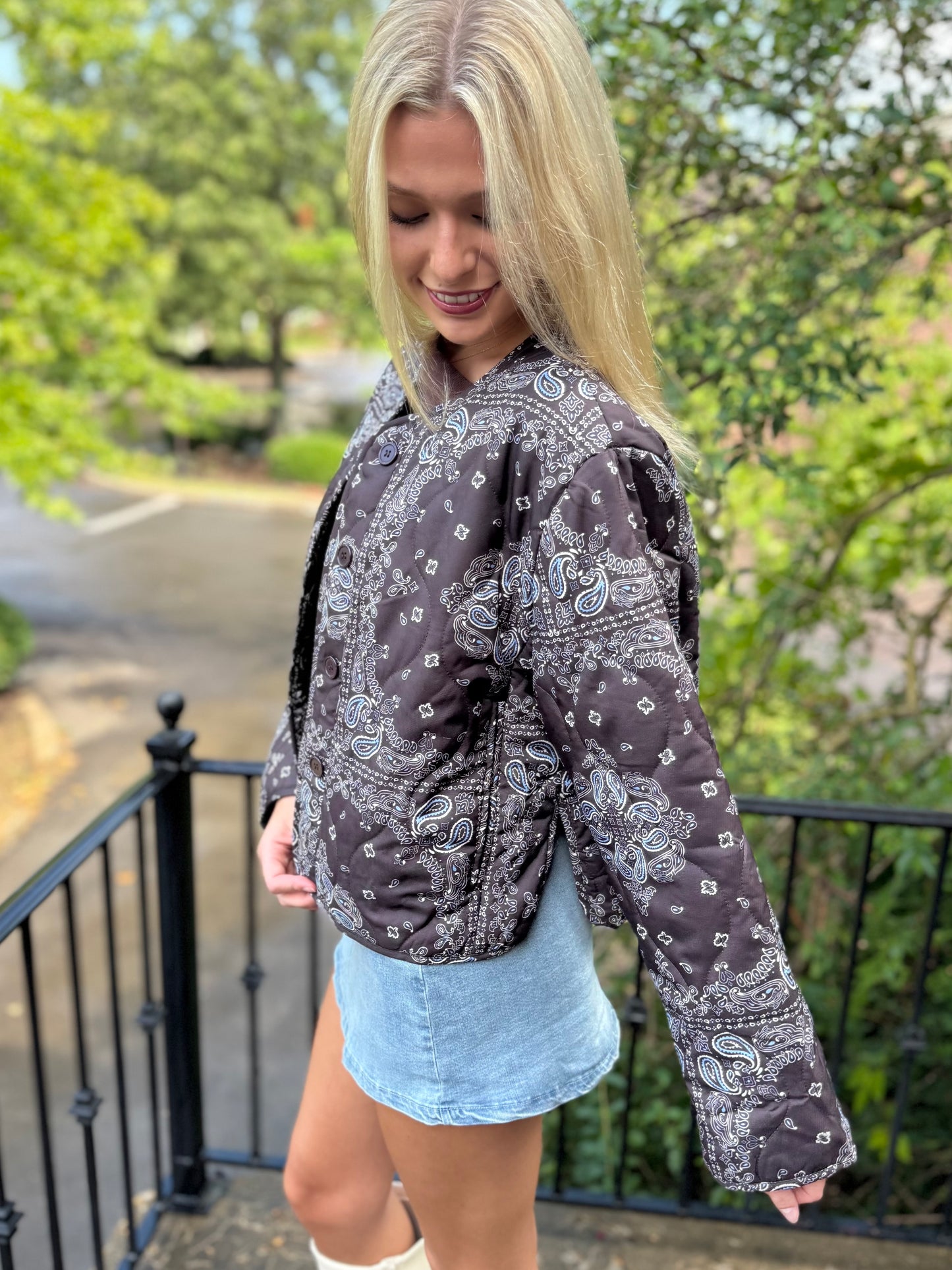 Chocolate Paisley Quilted Jacket