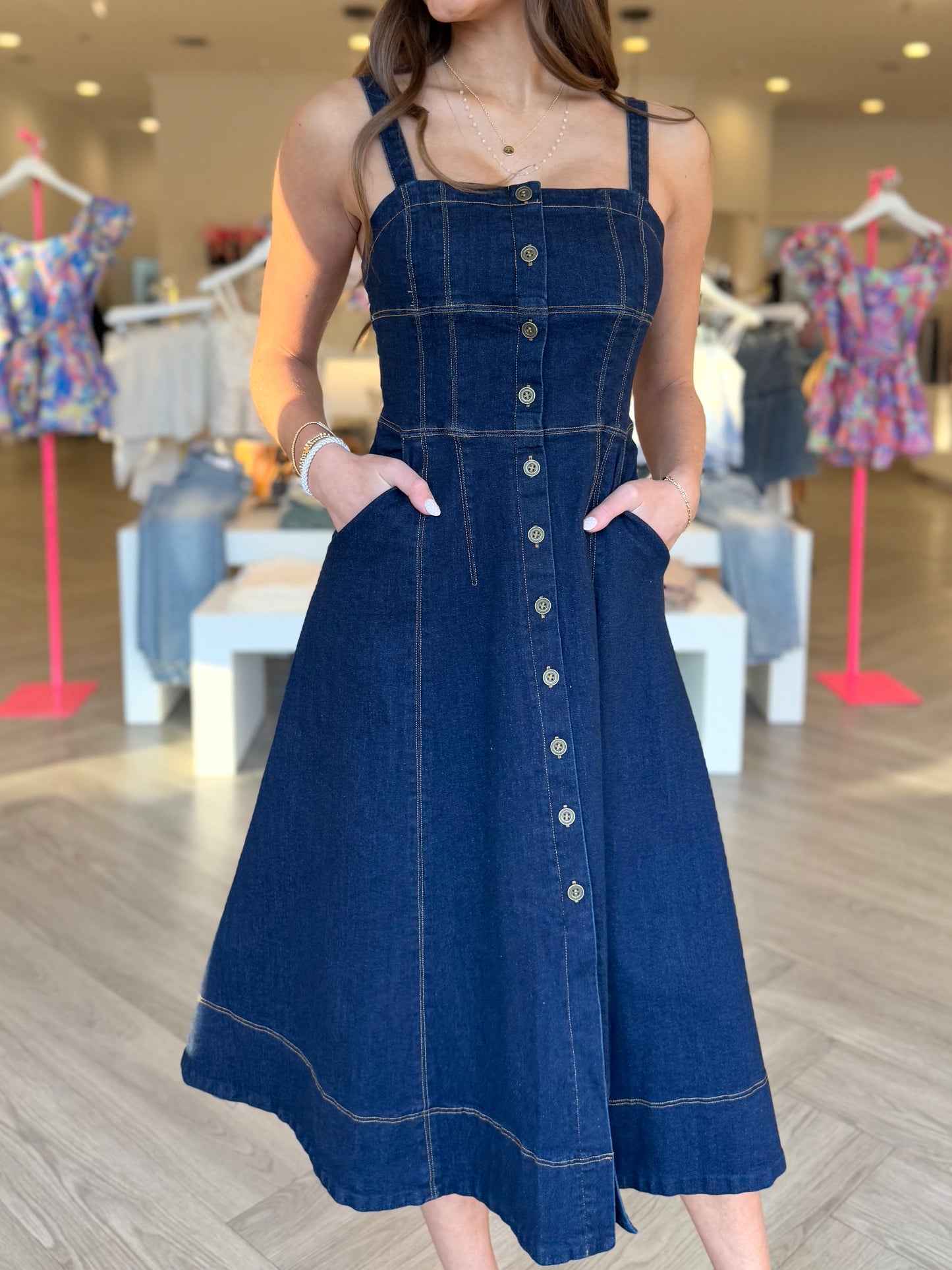 Denim Button Down Corset Dress