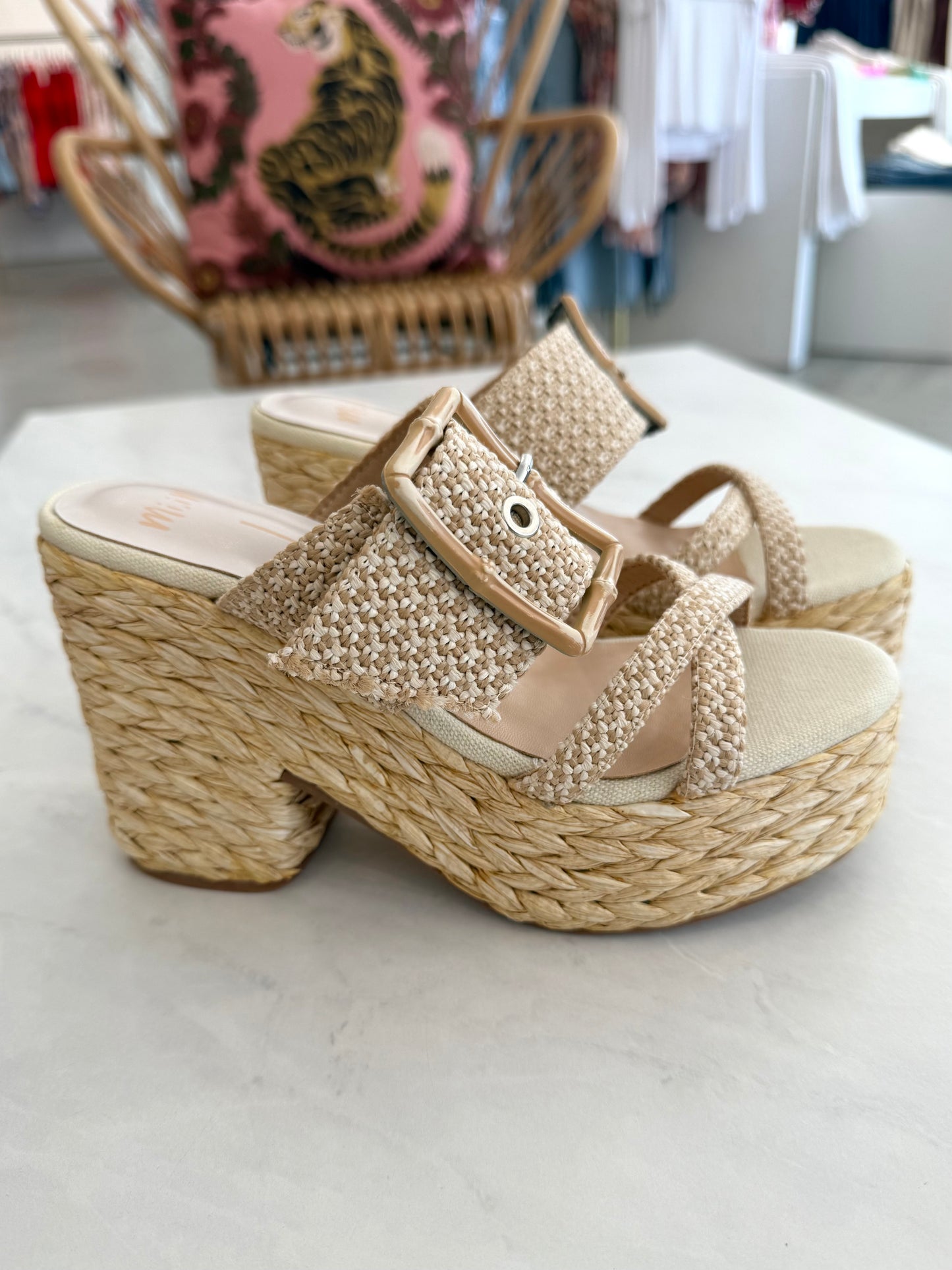 Woven Buckle Strap Heel