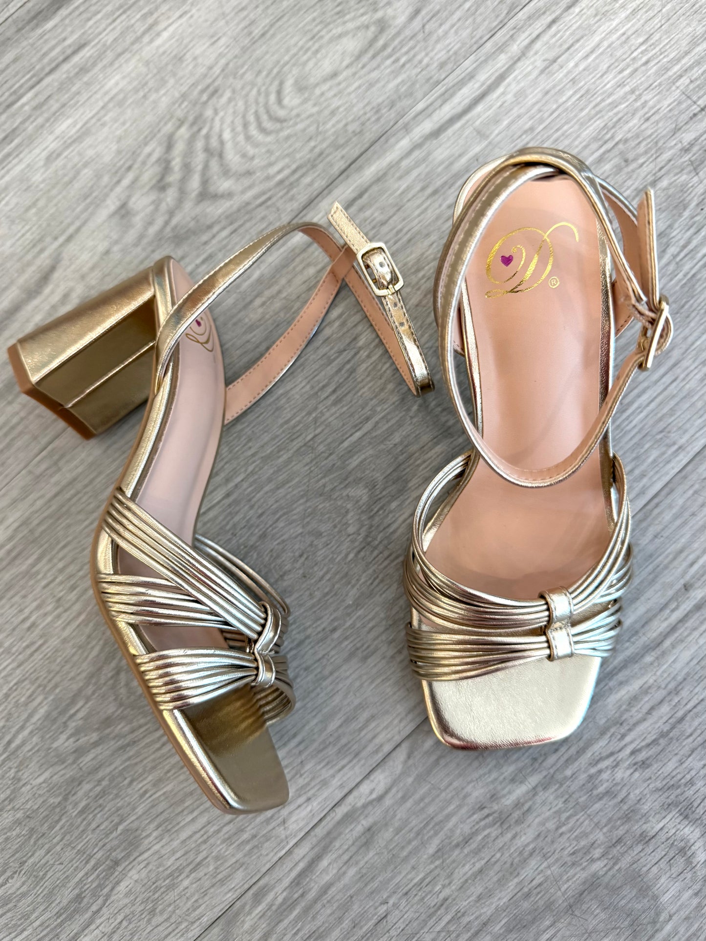 Gold Shine Strap Heel