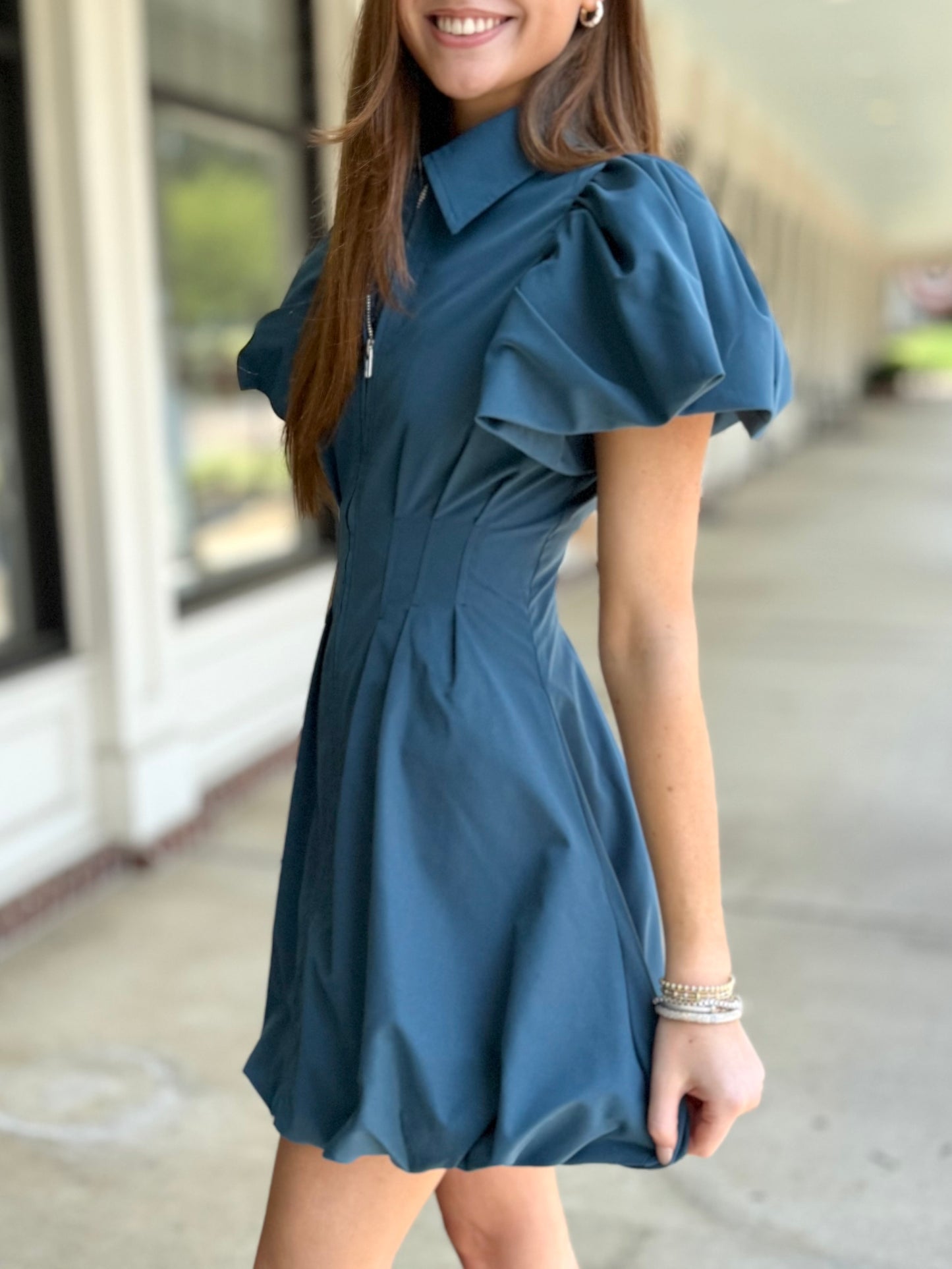 Zip Puff Bubble Dress