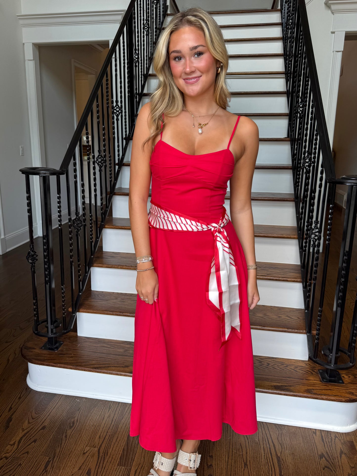 Red Sweetheart Scarf Midi