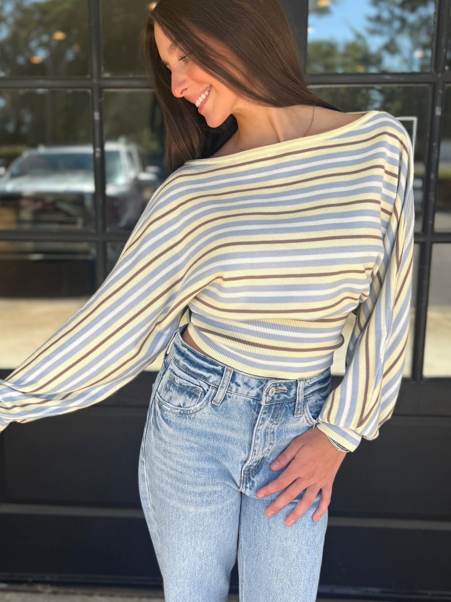 Yellow Multi Dolman Sweater