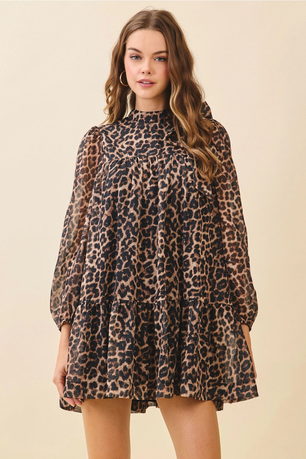 Leopard High Neck Bow Mini