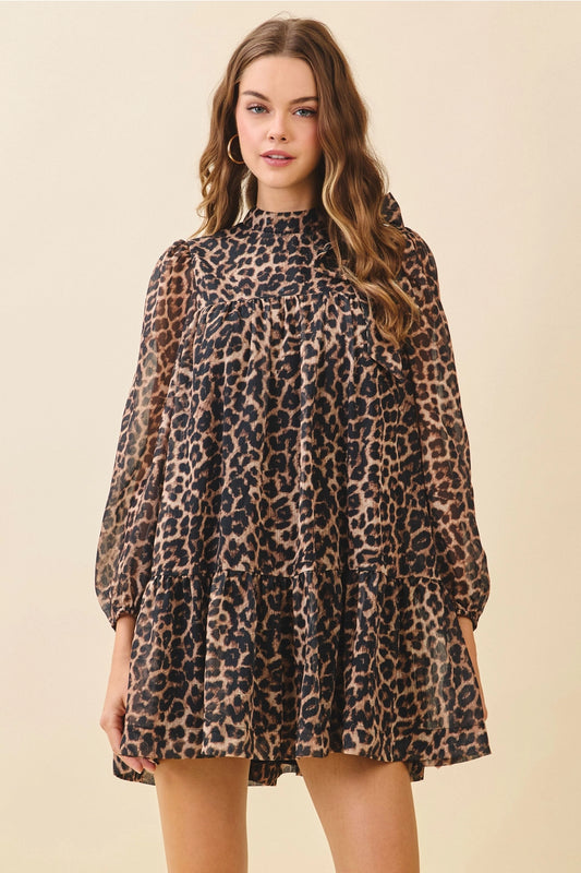 Leopard High Neck Bow Mini