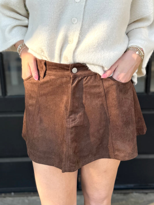 Suede Skater Skirt (2 colors)