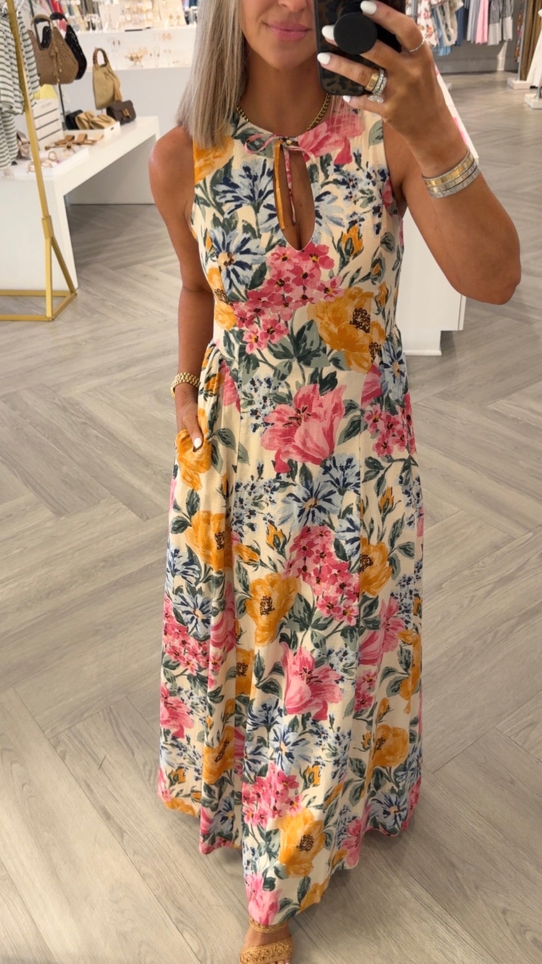 Canvas Floral Keyhole Maxi
