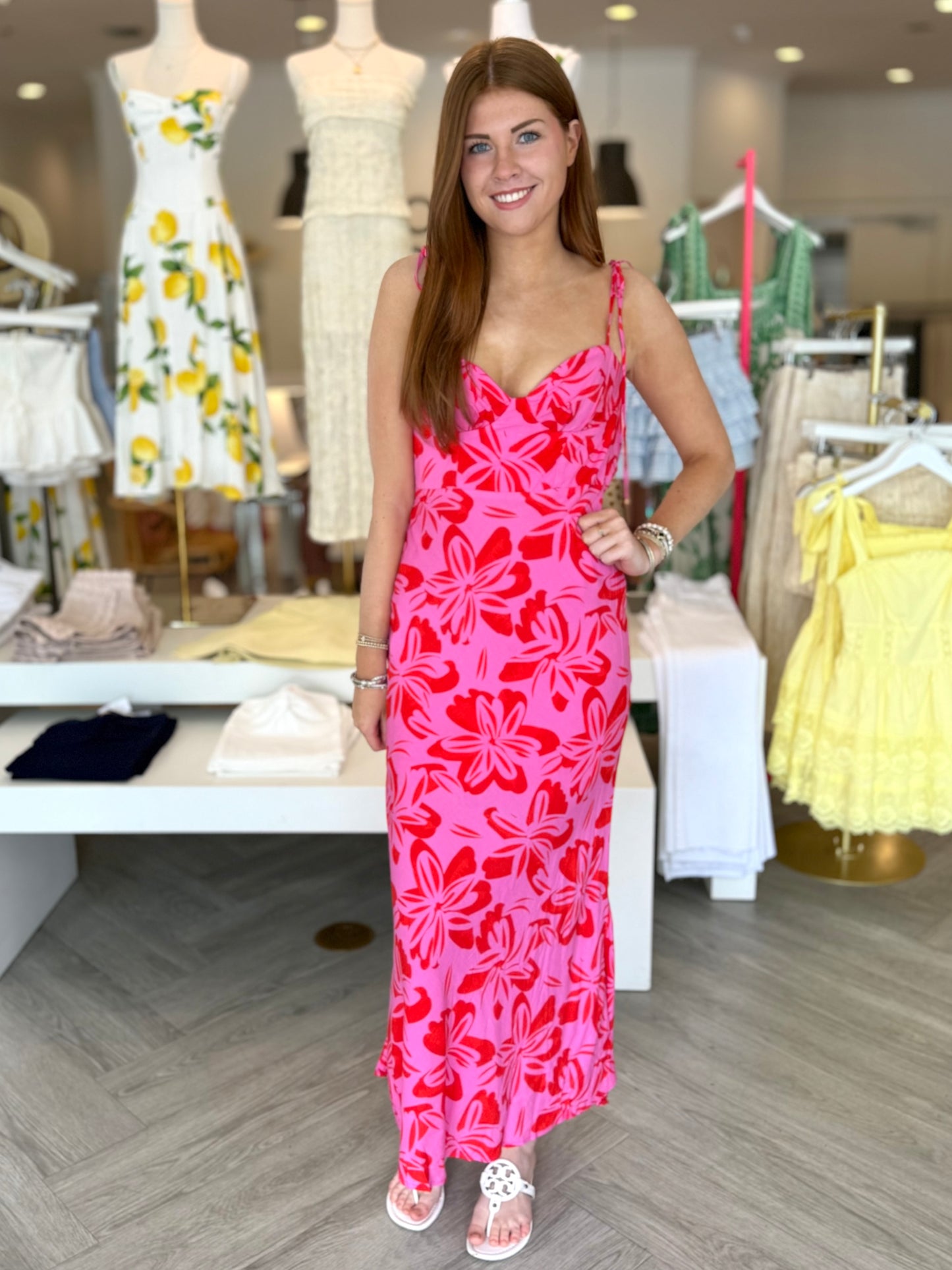 Pink & Red Flower Dress