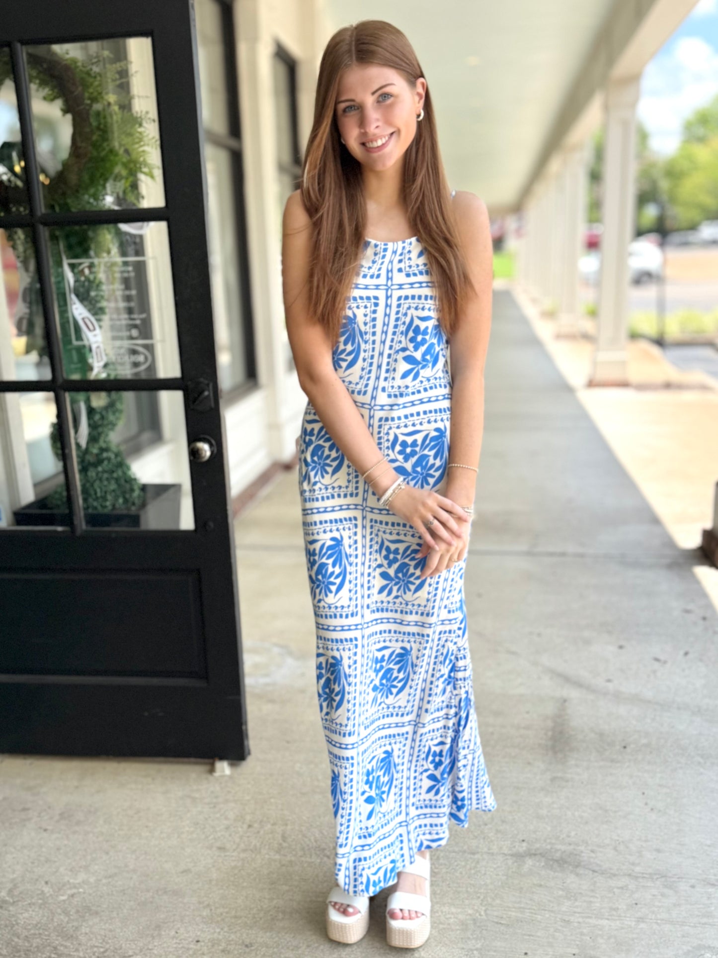 Blue Floral Tile Midi