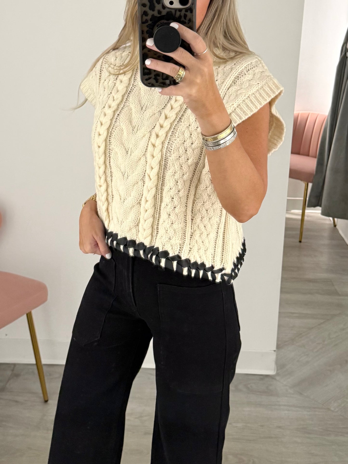Cream Cable Knit Sweater