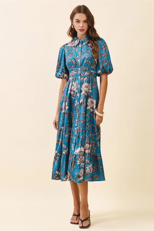Turquoise Silk Garden Maxi