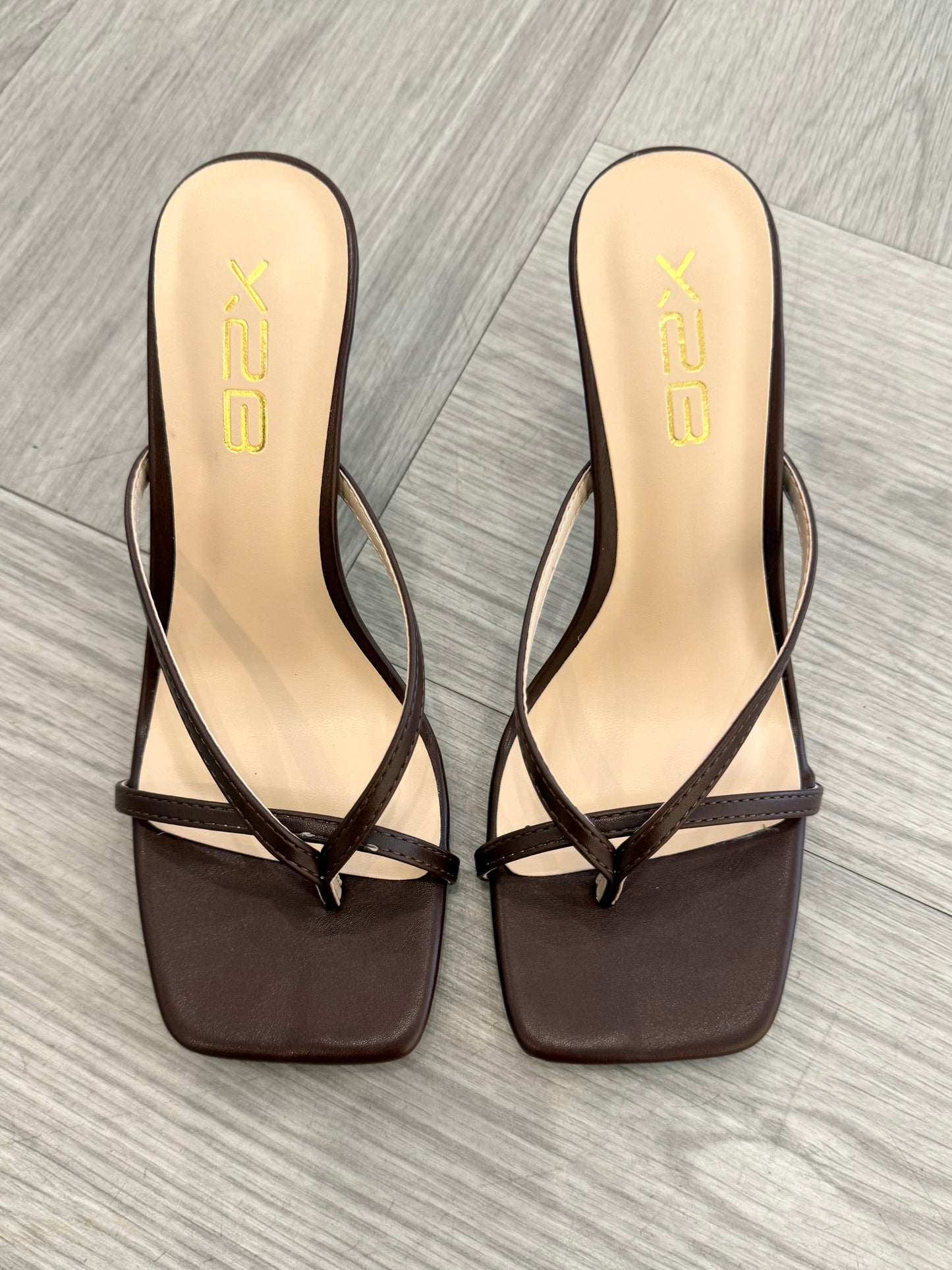 Brown Square Toe Kitten Heel
