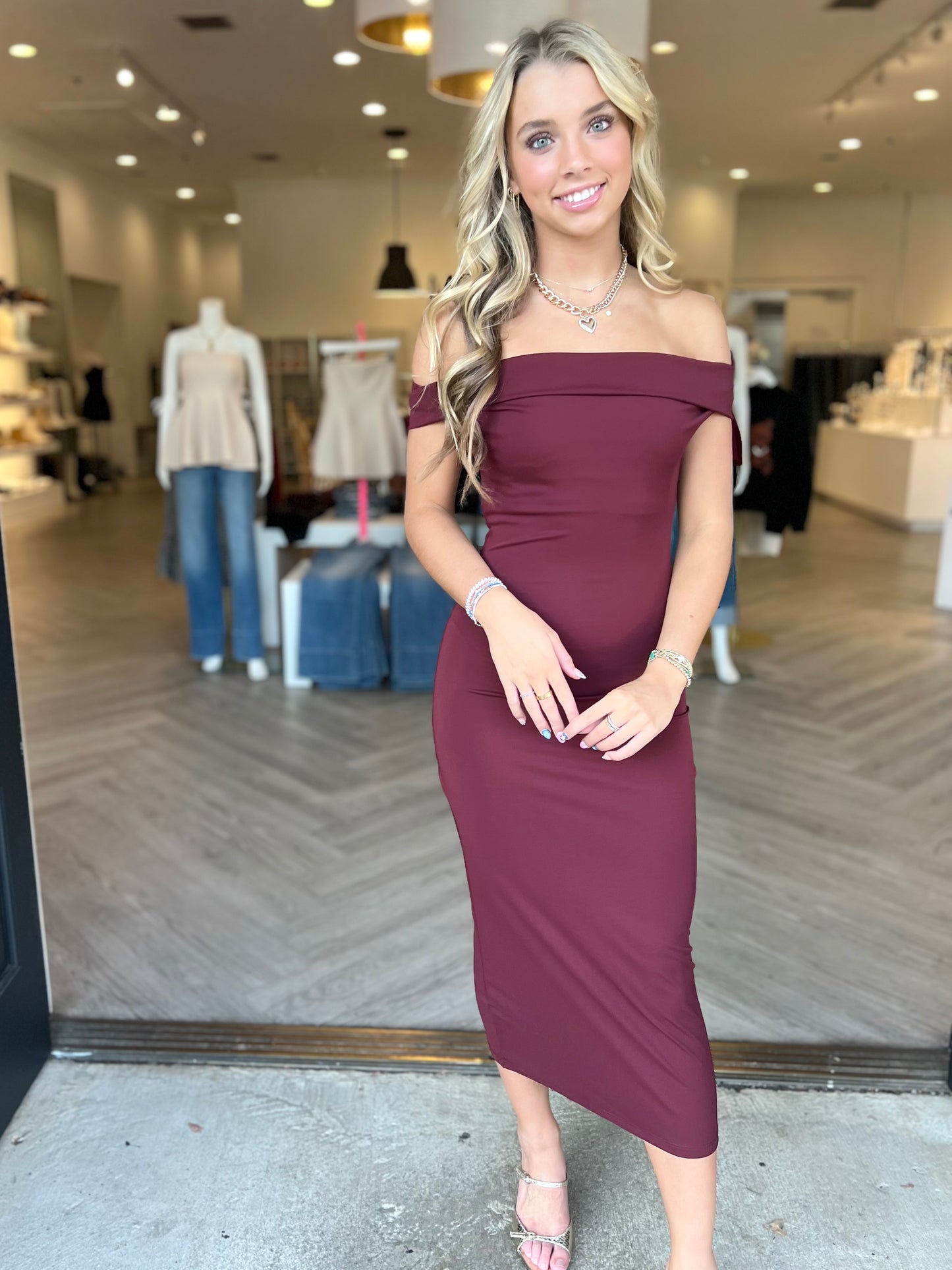 Off Shoulder Slip Dress (2 colors)